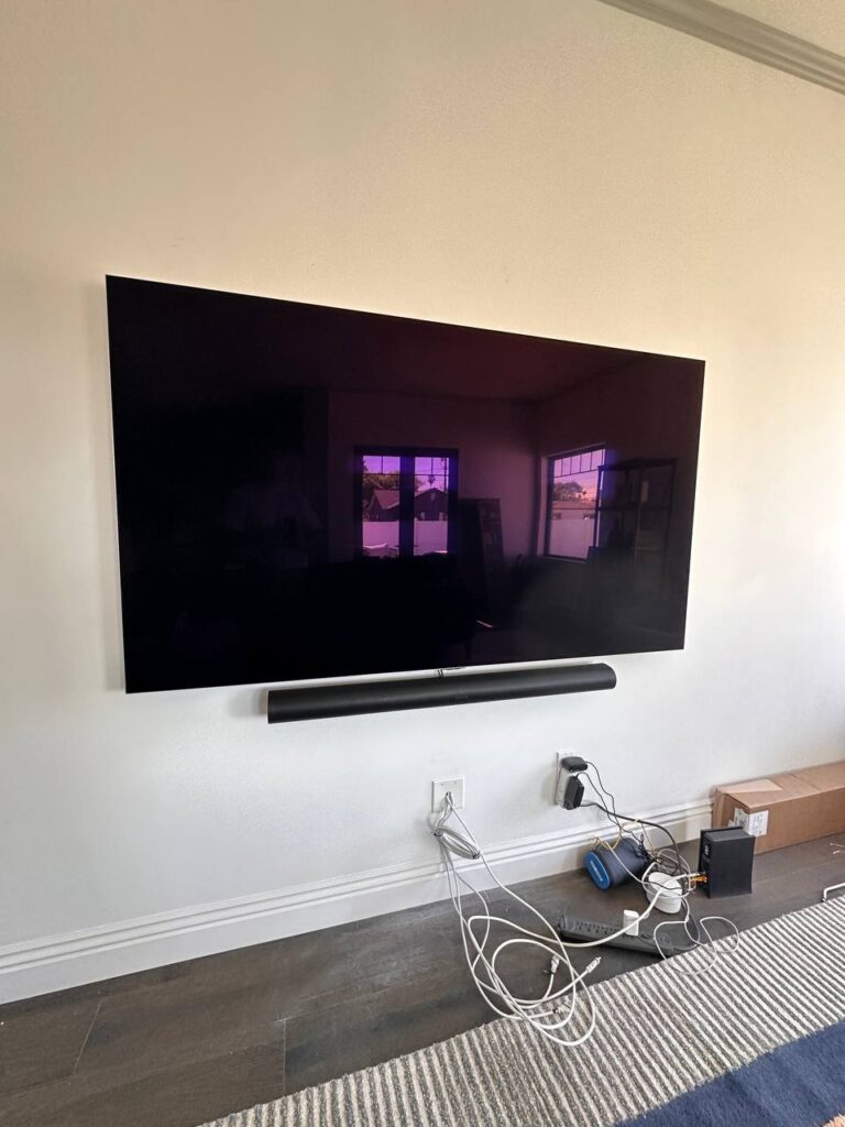 83" TV & soundbar, wires hidden